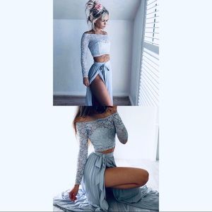 Two piece off the shoulder long sleeve dress